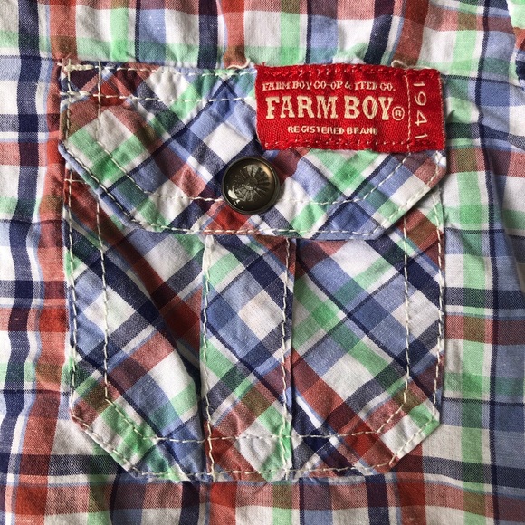 🏷 Baby Farm Boy plaid button up shirt 2T - Picture 3 of 9